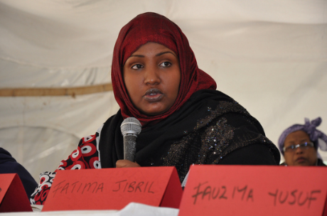 Fatima Jibril, Founder of Somali Horn Relief International, speaking at the Global Open Day for Women and Peace 2010. (Credits: UNIFEM)