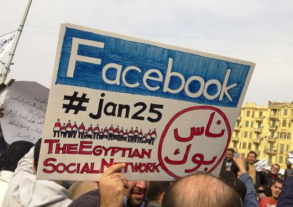 "2011 Egyptian protests Facebook & jan25 card" by Essam Sharaf - Own work. Licensed under CC BY-SA 3.0 via Wikimedia Commons - http://commons.wikimedia.org/wiki/File:2011_Egyptian_protests_Facebook_%26_jan25_card.jpg#mediaviewer/File:2011_Egyptian_protests_Facebook_%26_jan25_card.jpg