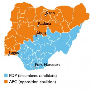 Likely majority votes in the 2015 Nigerian presidential election.