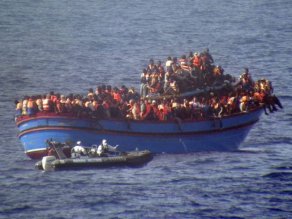 Eritrean migrants crossing into Italian waters.