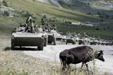 Russian troops moving into Georgia in August 2008.