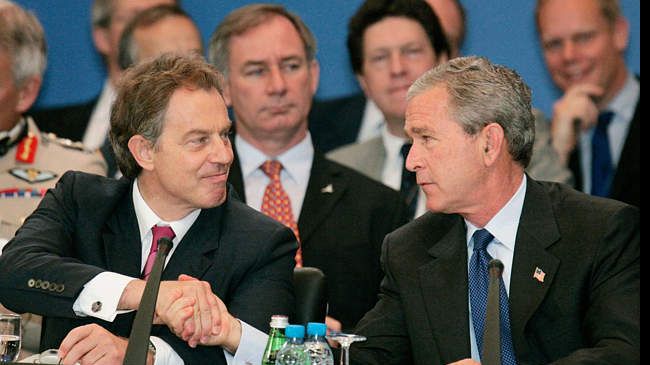 Tony Blair and George W. Bush in 2003.