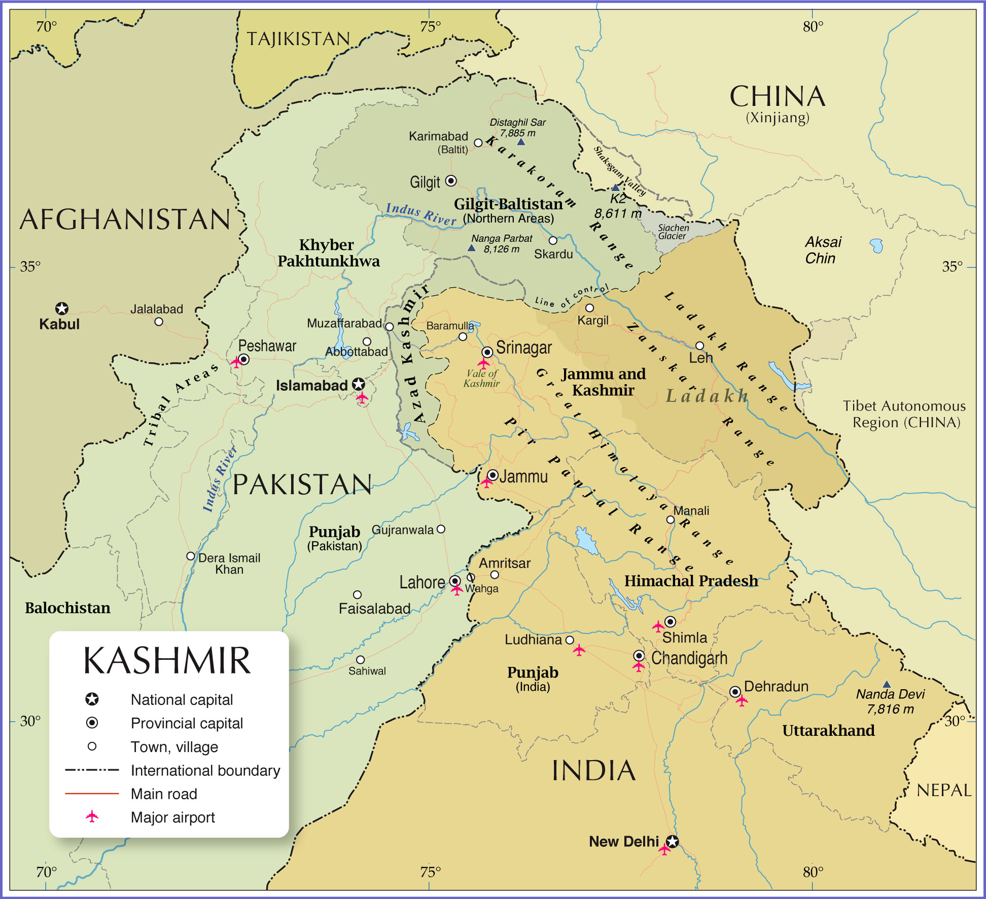 kashmir map pakistan and india        <h3 class=